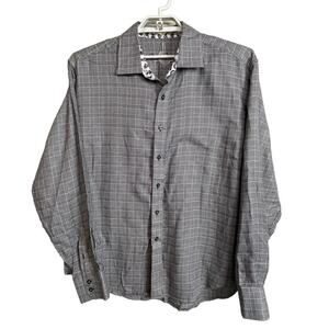 Robert Graham Men's 2XL Long Sleeve Button Up Black‎ White Mixed  Pattern Shirt